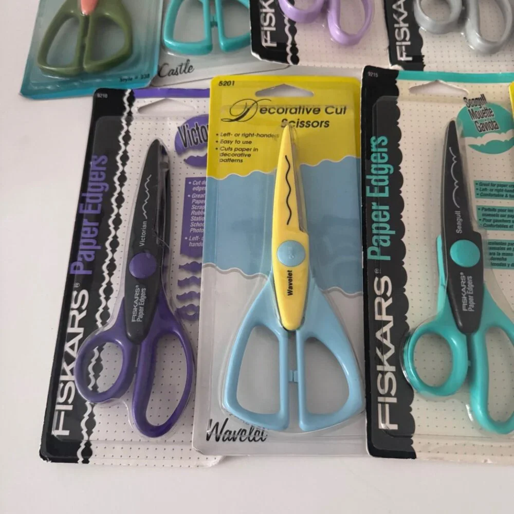 New Fiskars Paper Edgers and Decorative Cut Scissors Lot 9 pair of scissors